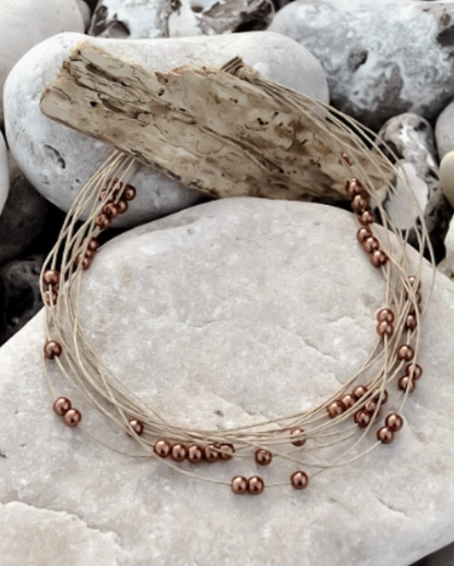 Collier PLUIE DE PERLES en lin made in France