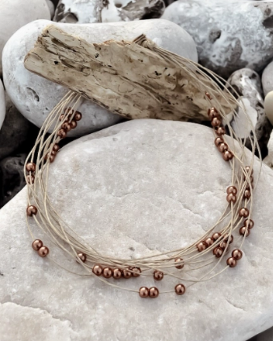 Collier PLUIE DE PERLES en lin made in France