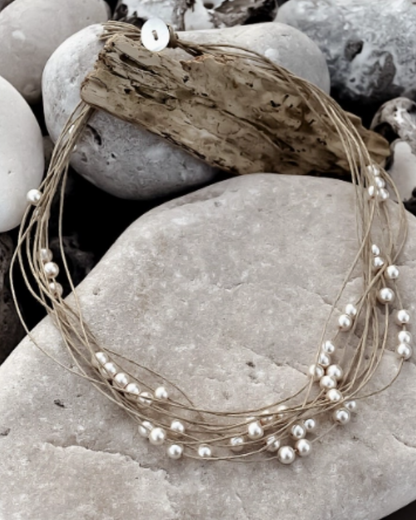 Collier PLUIE DE PERLES en lin made in France