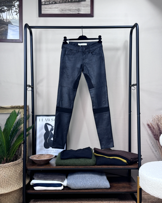 Pantalon Five Jeans  Vicky slim bi-matière effet daim noir