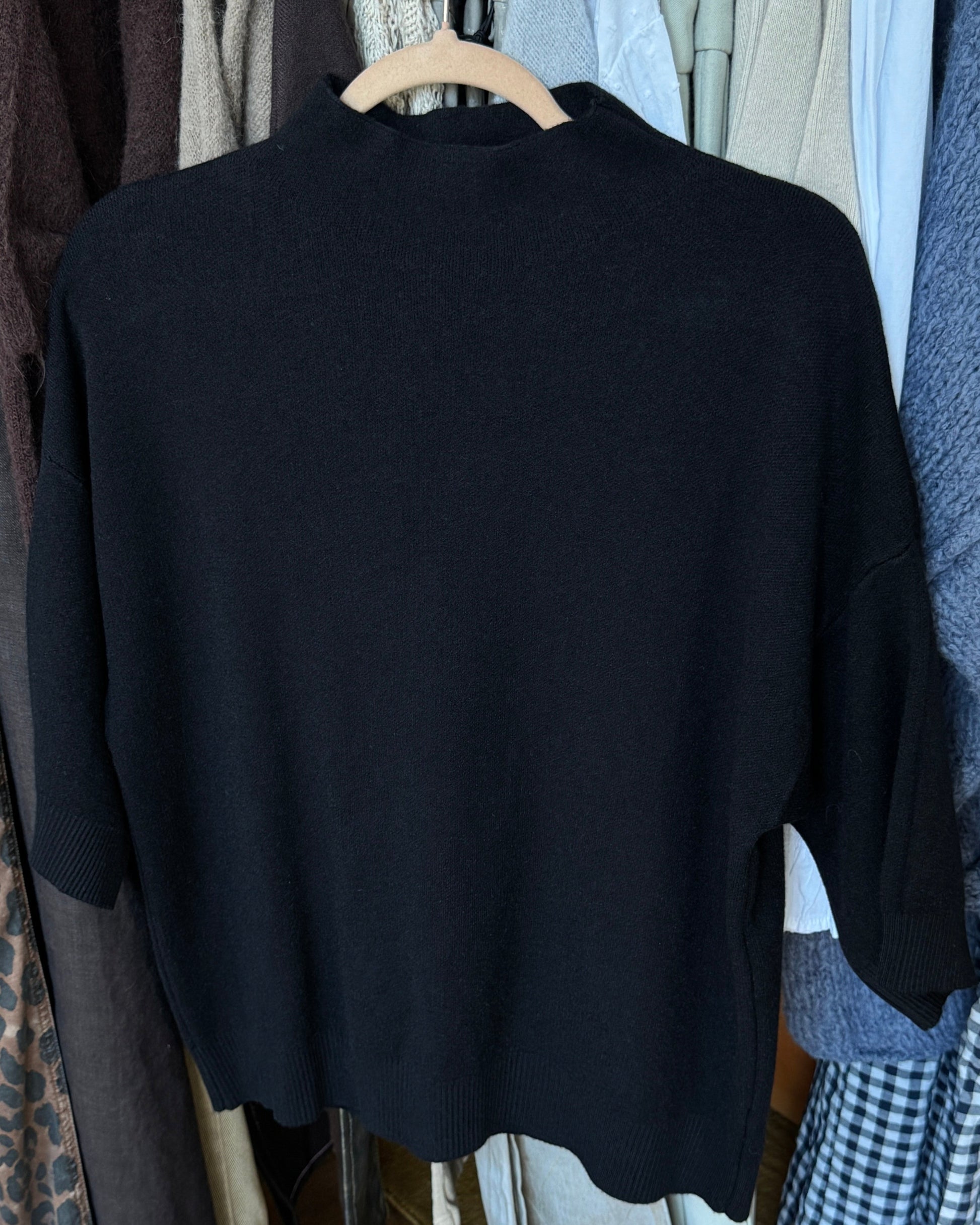 Pull maille Cachemire manches  3/4 - taille unique noir