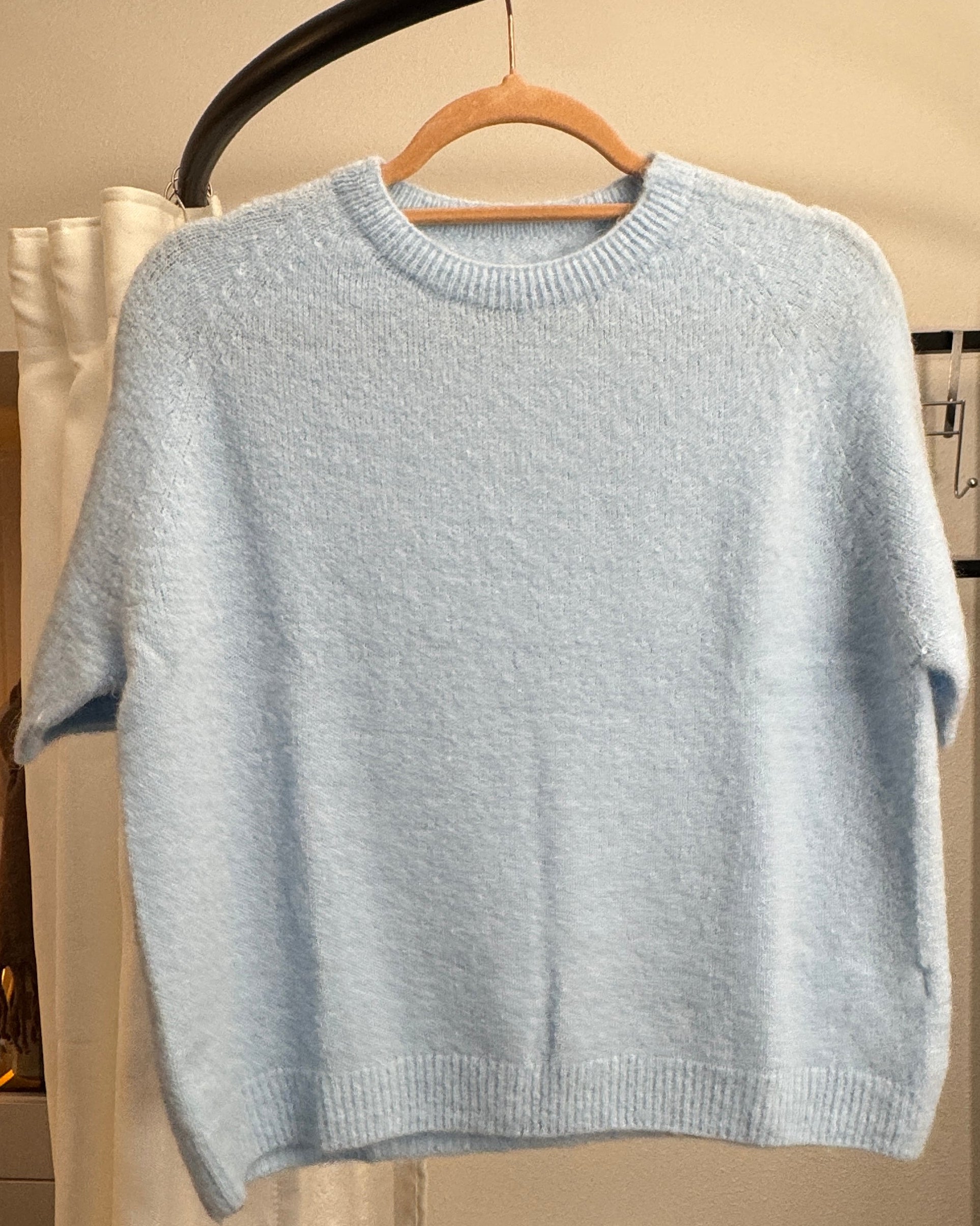 Pull à manches courte Alpaga bleu ciel 