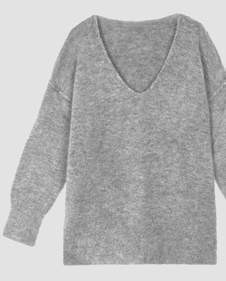 Pull &nbsp;Livya manches longue col V oversize TU gris