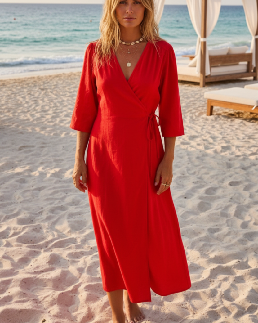 Robe Fraise en Lin – Taille Unique