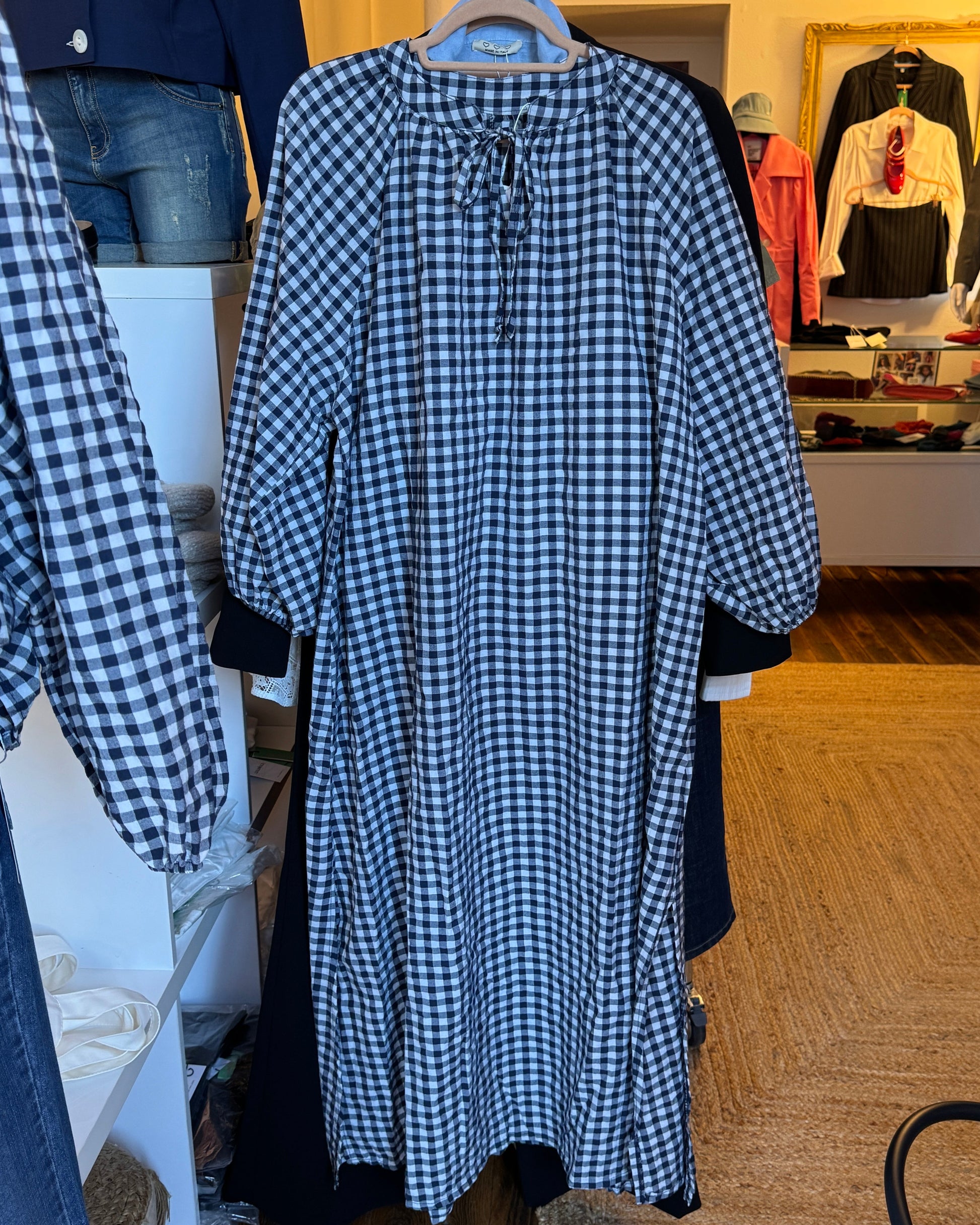 Robe "Matilde" Vichy Marine portant