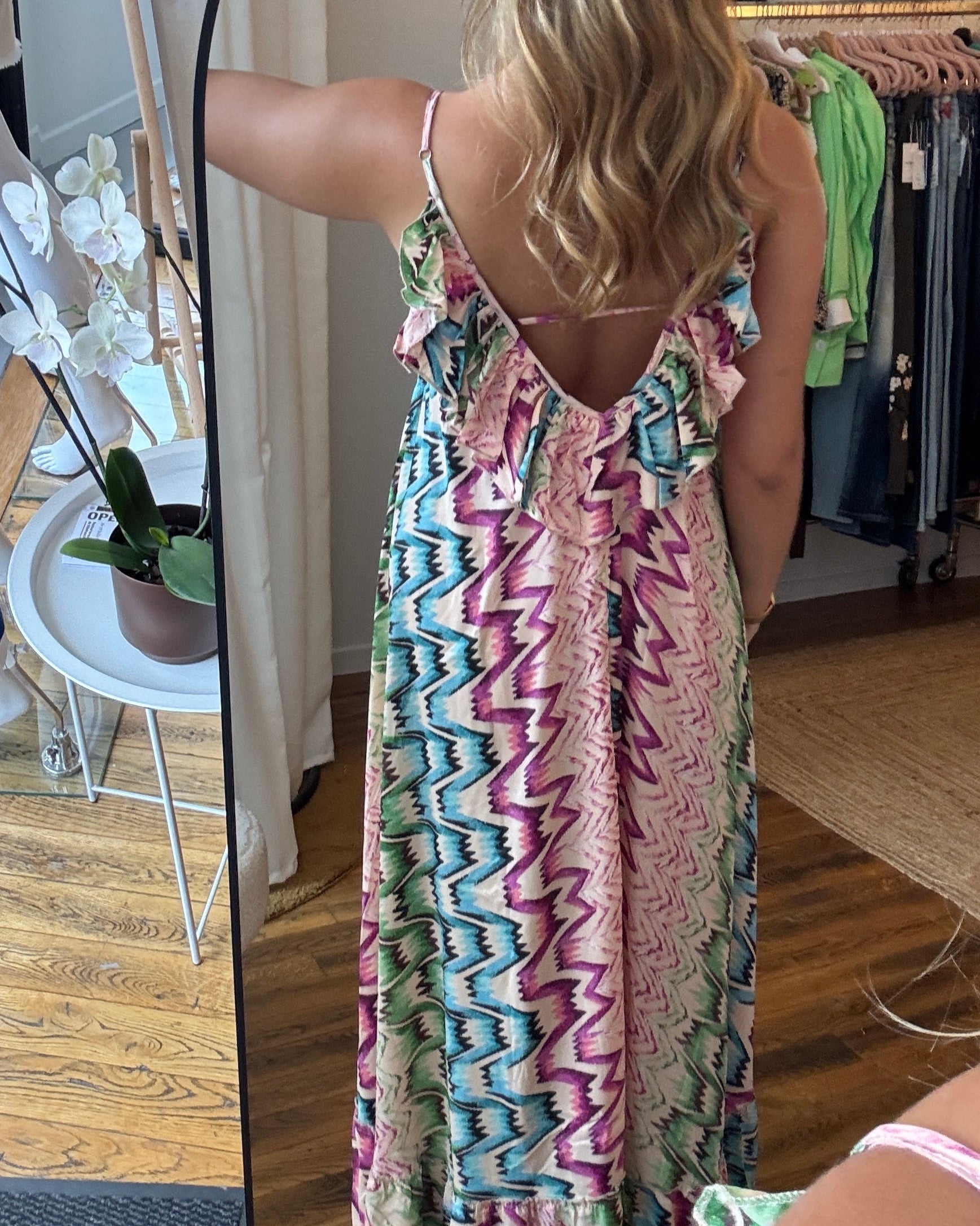 Robe longue bohème imprimés POP TU dos