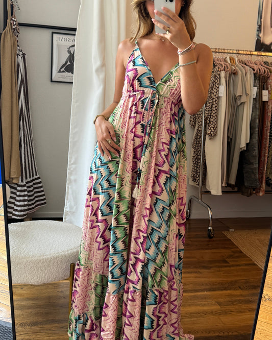 Robe longue bohème imprimés POP TU face