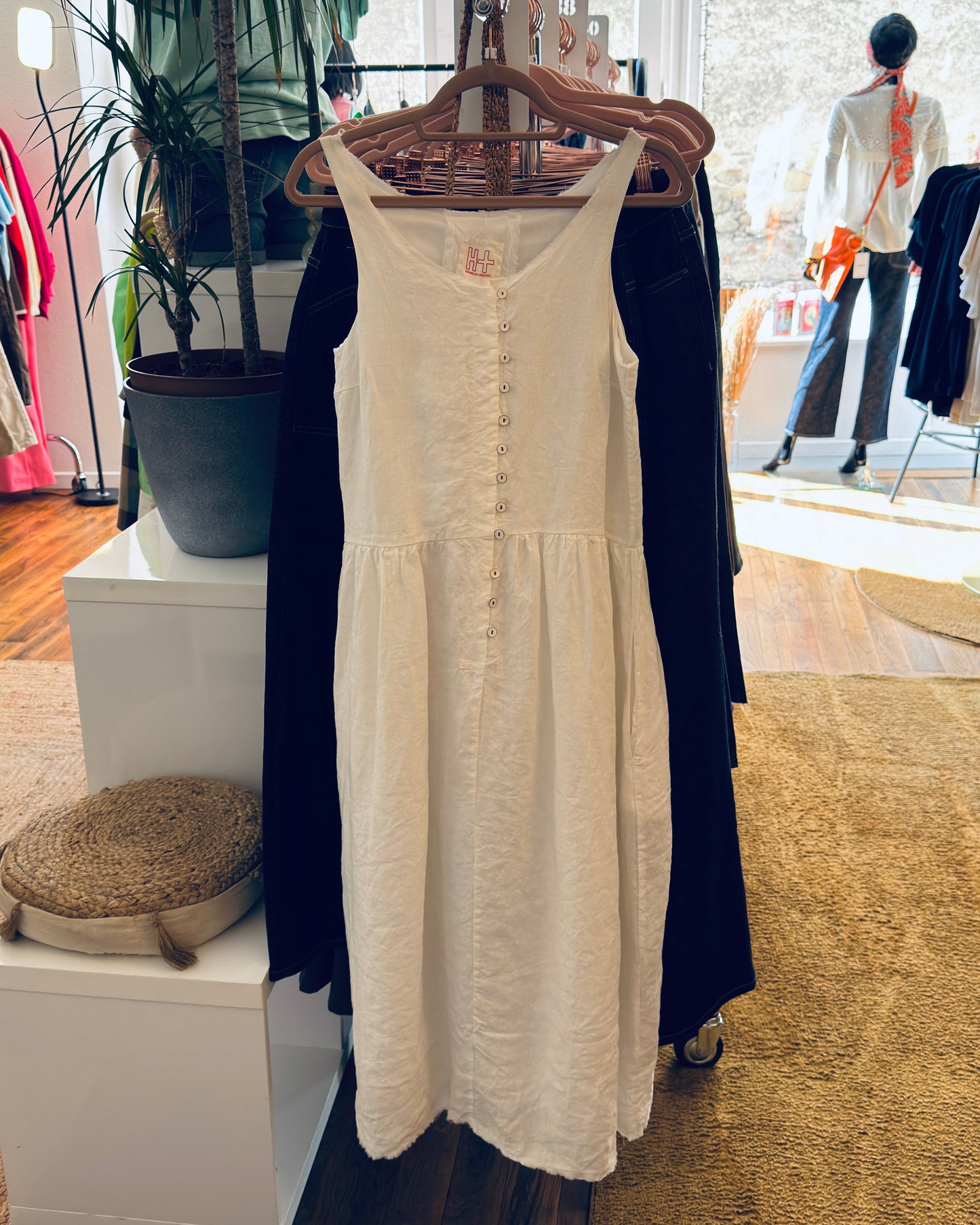 Robe mi-longue HANNOH WESSEL Rosalia S21121 5- 100% lin blanc