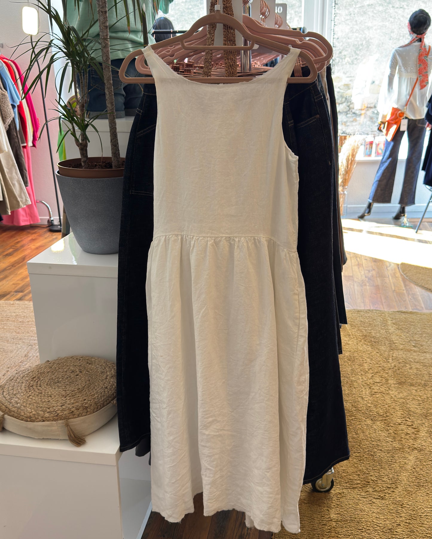 Robe mi-longue HANNOH WESSEL Rosalia S21121 5- 100% lin blanc dos