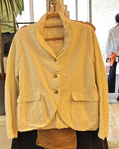 Veste HANNOH WESSEL Velia 68% coton 32% lin beige naturel rayures marine T38
