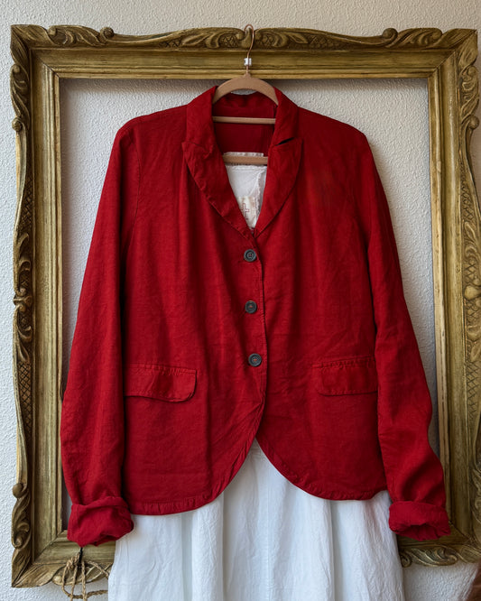 Veste HANNOH WESSEL Viviana 55% Lin 45% Soie rouge T40