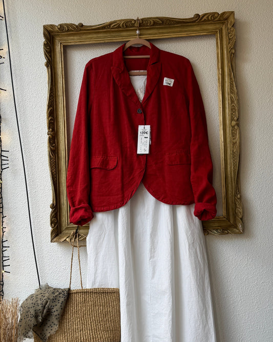Veste HANNOH WESSEL Viviana 55% Lin 45% Soie rouge T40 set