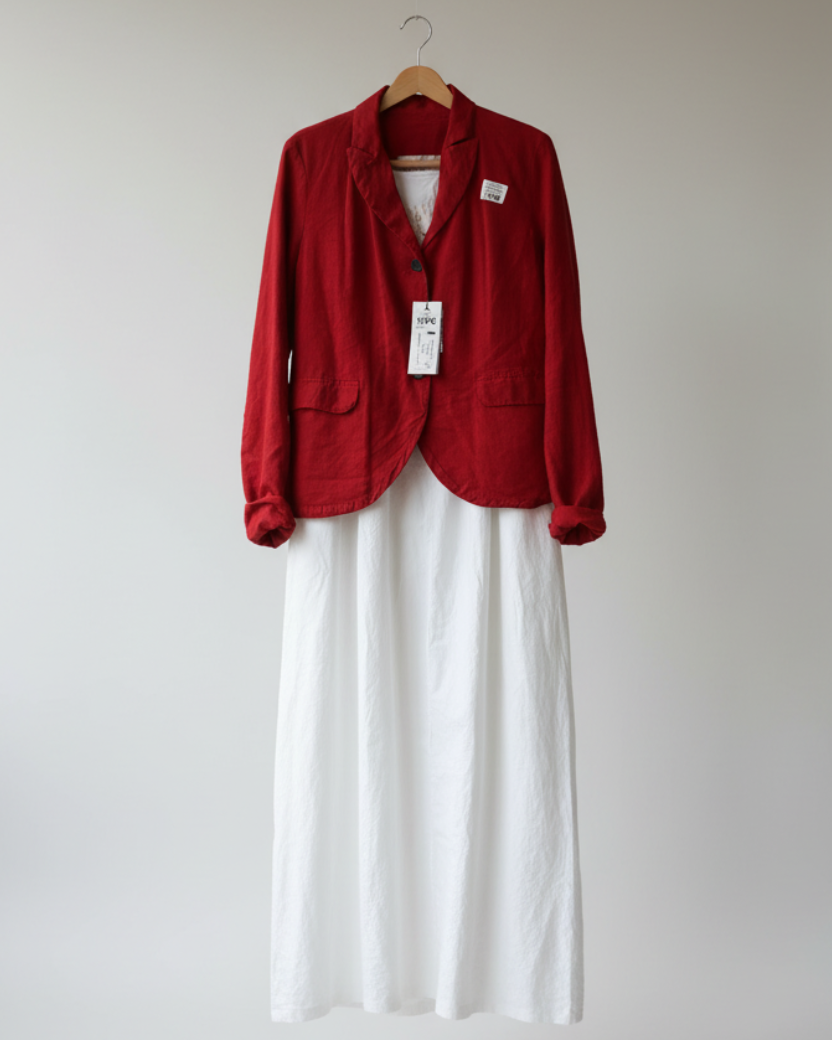 Veste HANNOH WESSEL Viviana 55% Lin 45% Soie rouge T40 set